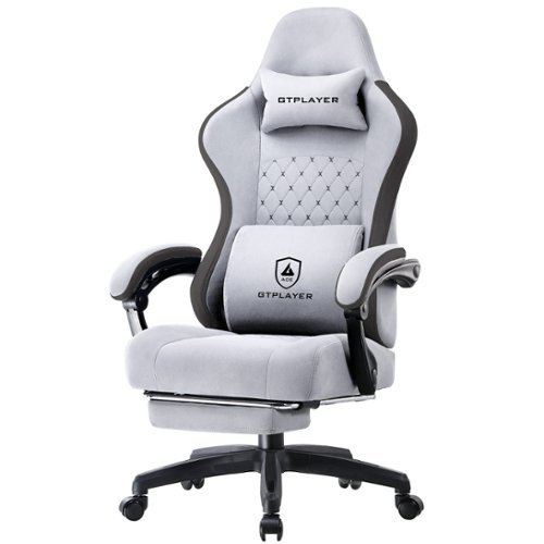 GTPlayer - Ergonomic Gaming Chair with Linkage Armrests Computer Office Chair High Back Task Chair with Footrest - Frostedgray-Front_Standard 