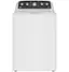 Front. GE - 4.5 Cu. Ft. High-Efficiency Top Load Washer with Spanish Control Panel - White with Matte Black.