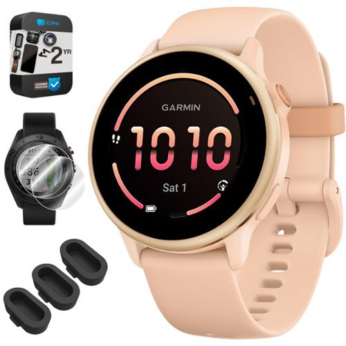 Garmin - VIVOACTIVE 6 Health & Fitness GPS Smartwatch + 2-Year Extended Warranty Accessory Bundle - Metallic Pink Dawn - (2025)-Front_Standard 