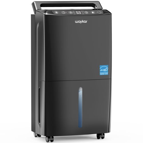 Waykar - 34-Pint Capability ENERGY STAR High Humidity Dehumidifier with Smart Controls, Auto Swing for Bedroom, Basement - Black-Front_Standard 