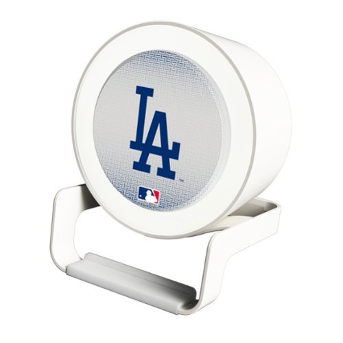 Keyscaper - Los Angeles Dodgers Linen Print Nightlight Charger & Bluetooth Speaker - White-Front_Standard 