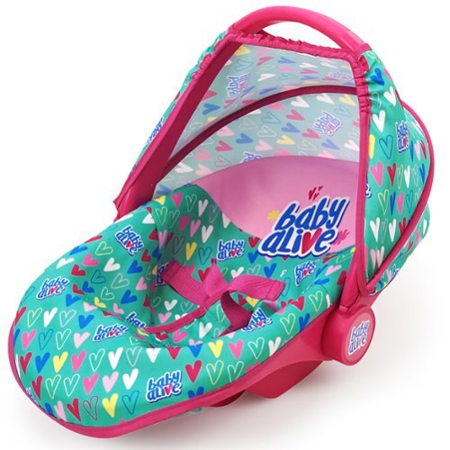 509 Crew Baby Alive: Deluxe Doll Car Seat - Green, Pink, Hearts INTERNATIONAL SHIPPING