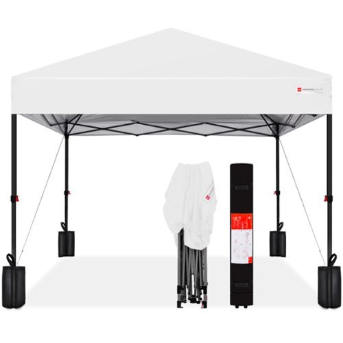 Best Choice Products - 12x12ft Easy Setup Pop Up Canopy w/ 1-Button Setup, Wheeled Case, 4 Weight Bags - White-Front_Standard 