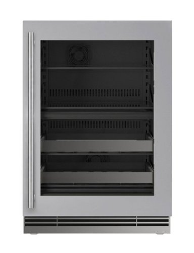 U-Line - 24"W. 4.9 Cu.Ft. Built-In Frame w. Glass Dual-Zone Compact Beverage Center - Stainless Steel