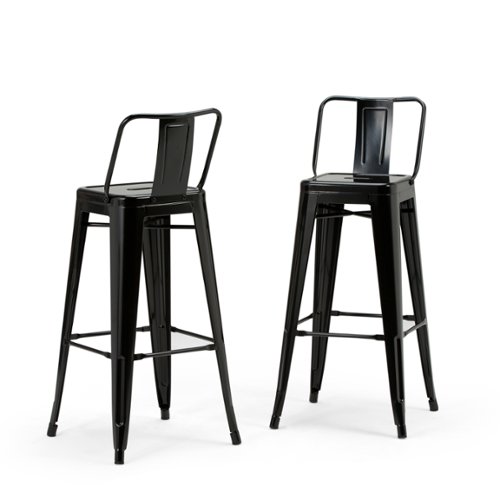 Simpli Home - Rayne 30 inch Metal Bar Stool (Set of 2) - Black-Front_Standard 