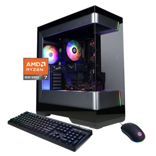 CyberPowerPC - Gaming Desktop - AMD Ryzen 7 8700F - NVIDIA GeForce RTX 5060 8GB - 16GB DDR5 - 2TB PCIe 4.0 SSD - Black-Front_Standard 