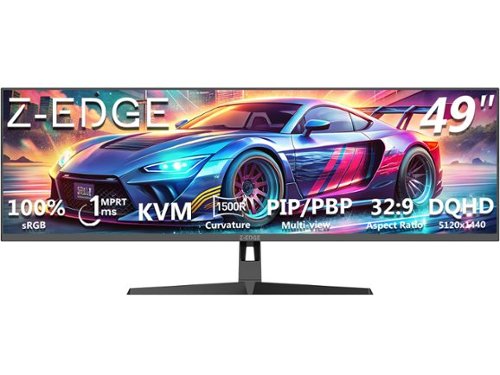 Z Z-Edge - 49" 32:9 DQHD 5120x1440 165Hz 1ms 1500R Curved Gaming Monitor, 350cd/m², 16.7M Colors (8bit), Adjustable Stand - Black-Front_Standard 