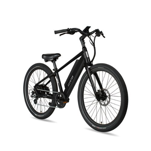 Aventon - The 2021 Pace 500 Step-Over Ebike w/ 40 mile Max Operating Range and 28 MPH Max Speed - Large - Deep Black-Front_Standard 
