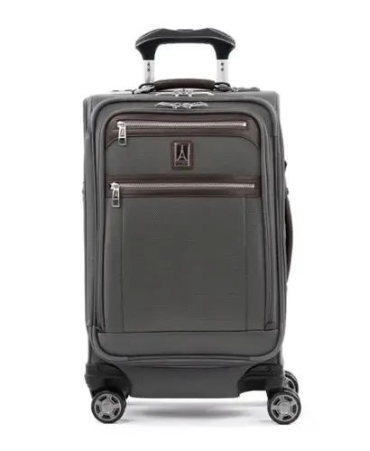 Front. Travelpro - Travelpro Platinum Elite Softside Expandable 21" Carry On Spinner - Vintage Grey.