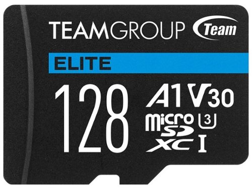 Team Group - 128GB Elite microSDXC U3 V30 A1 4K UHD Card with Adapter, 100MB/s (TEAUSDX128GIV30A103)-Front_Standard 