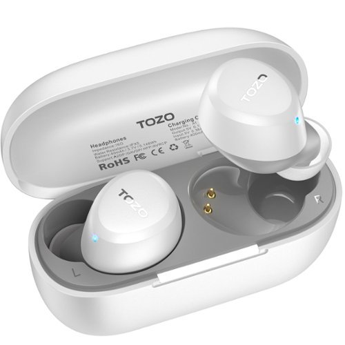 TOZO - A1 Wireless Earbuds, Bluetooth 5.3, Lightweight, IPX5, 2 Mic AI Calls, Premium Sound Bass, 32 EQs, Charging Case - White-Front_Standard 