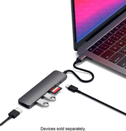 Satechi Slim Multi-Port Adapter V2 with USB-C PD, 4K HDMI, Micro/SD Card Readers, USB 3.0 for MacBook, Windows Laptops - Space Gray WORLDWIDE DELIVERY