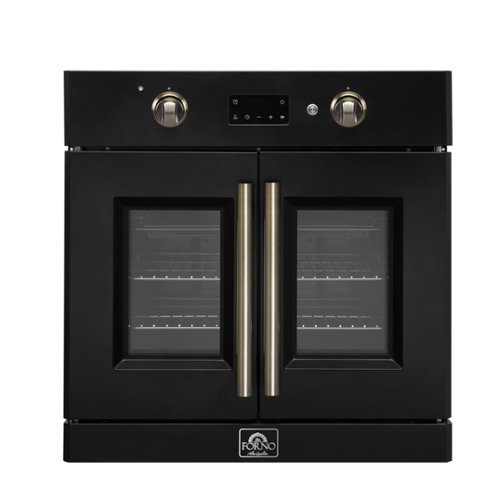 Forno Appliances - Asti 30" 3.68 Cu. Ft. Electric True Convection Single Wall Oven with French Doors - Black