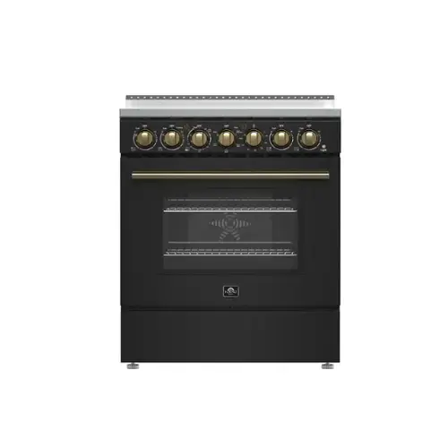 Front. Forno Appliances - Paolo 4.38 cu. ft. Freestanding Electric True Convection Range with Warming Zone - Black.