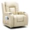 CloudRest Pro - Recliner Chair with Cup Holders,Heat and Massage PU Rocking Chair - White-Front_Standard