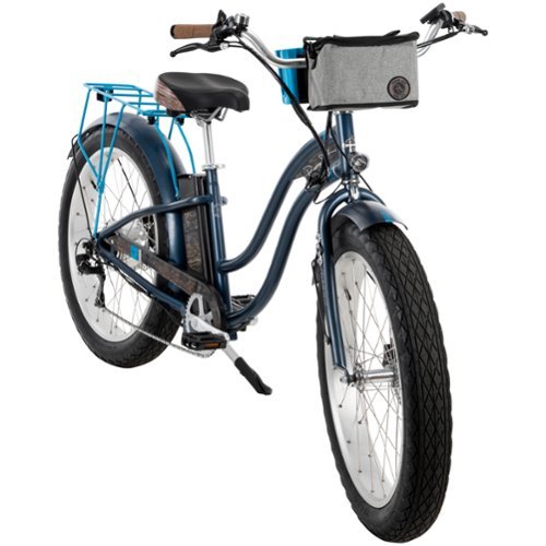 Huffy - Panama Jack Men’s Beach Cruiser 26-inch ebike w/ 25mi Max Operating Range & 20 mph Max Speed - Matte Denim-Front_Standard 