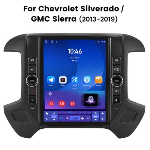 Junsun - For Chevrolet Silverado GMC Sierra 2013-2019 carplay 6+128GB 12.1" Android15 8 Core Car Stereo Radio GPS Navi WIFI RDS - Black-Front_Standard 