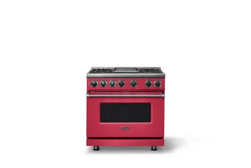 Viking - 36 in. Wide 4 Burner Dual Fuel Sealed Burner Range with Griddle - Valentine-Front_Standard 
