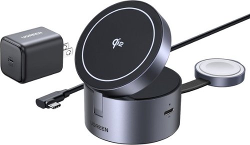 UGREEN - 3-in-1 Qi2 15W Fast Wireless Charger, Foldable Charging Station for iPhones, Apple Watch, AirPods(Adapter Included) - Black