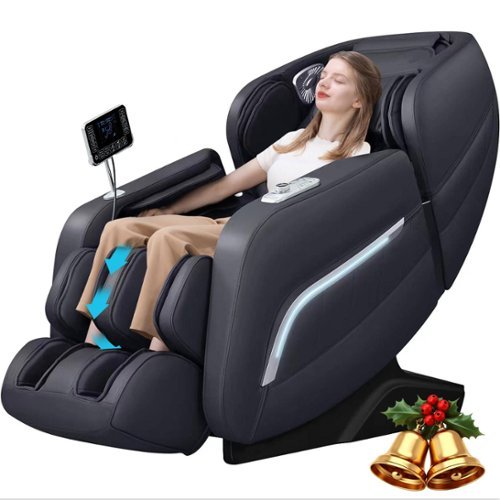 MassaMax - A306 Massage Chair with Full-Body Stretch, AI Control,Calf Kneading Massage, Memory Program, Calf Extension - Black-Front_Standard 