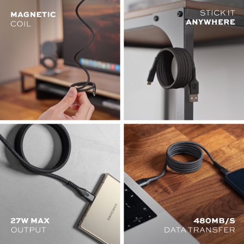 STATIK Magstack 3 Foot USB-A to USB-C Magnetic Charging Cable - Black BUY IN QATAR