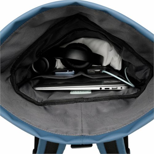 Swissdigital Design LAMONE Rolltop TSA-Friendly Water-Resistant Backpack With USB Charging Port RFID Protection and Fits Up to 16″ Laptop - Dark Blue BUY IN MIDDLE EAST