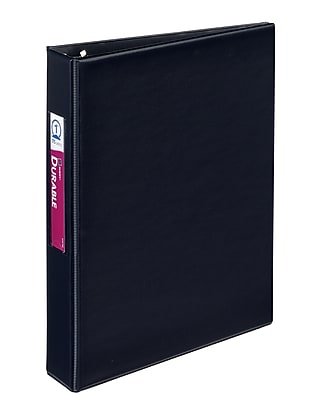 Avery - Durable Mini 1" 3-Ring Non-View Binders for 5 1/2" x 8 1/2" paper, Round Ring - Black-Front_Standard 