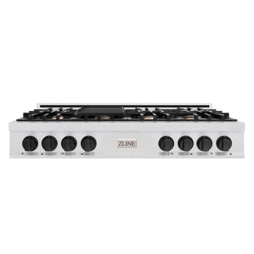ZLINE - Autograph 48 in. Slide-In Classic Rangetop w/ 8 Burners in Satin Stainless Steel & Black Accents - Satin Stainless Steel