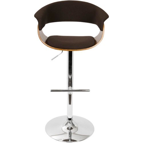 LumiSource - Vintage Mod Polyester Fabric Barstool - Walnut/Espresso-Front_Standard 