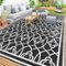 Outsunny - Outdoor Rug for Patio, 9' x 18' Waterproof Large Mat, Reversible Plastic Straw Rug for Décor - Black and White Lantern-Front_Standard