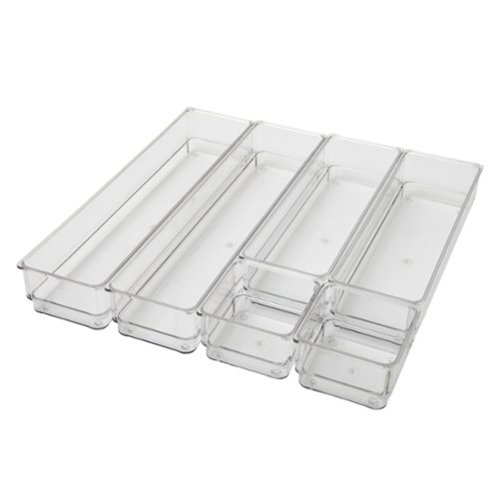 Martha Stewart - Miles Plastic Stacking Drawer Organizer Set of 6 - Clear-Front_Standard 
