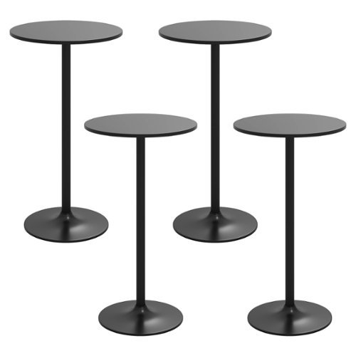 Costway 4 PCS Round Pub Table 24" Bistro Bar Cocktail Table w/Metal Base - Black