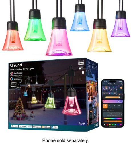 Linkind - 48ft Smart Outdoor String Lights - Black