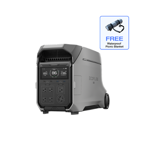 DELTA Pro 3 Portable Whole Home Power Station (Free EcoFlow Blanket, ships in multiple packages) (4096 Wh Capacity) - Galactic Silver-Front_Standard 