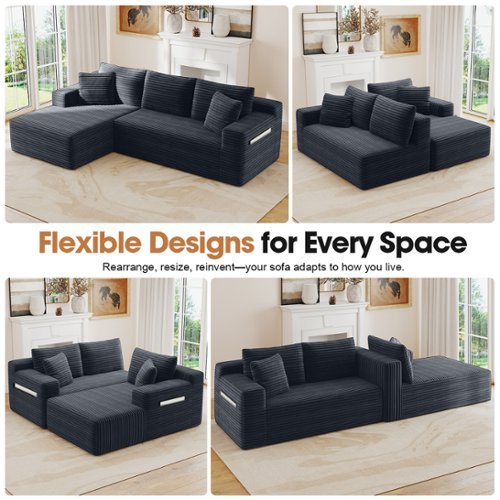 Anysun - 94.5" L-Shape Cloud Modular Sectional Sofa with Left Chaise-Deep-Seat Corner Couch, No Assembly for Living Room&Bedroom - Gray-Front_Standard 