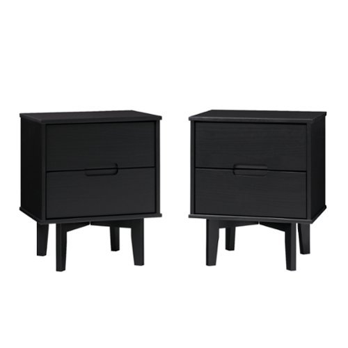 Walker Edison - Retro 2-Piece 2-Drawer Nightstand Set - Black-Front_Standard 