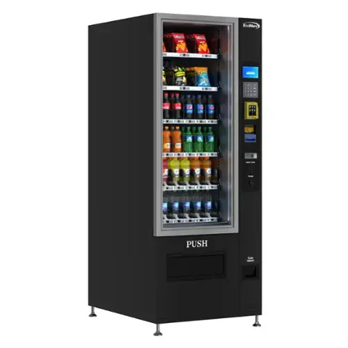 The text on the image reads "Push" and is located on a vending machine.