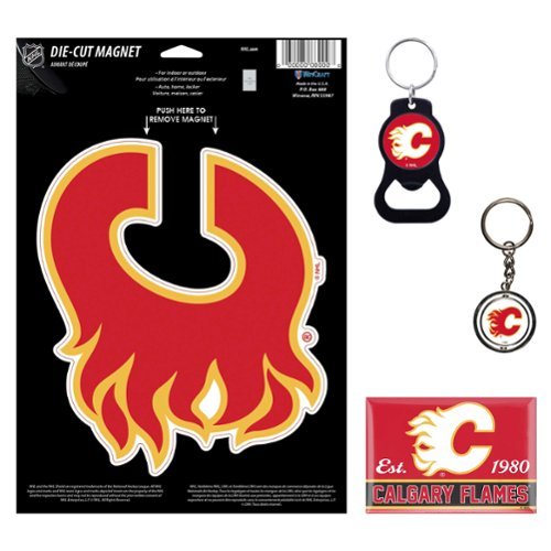 WinCraft - Calgary Flames 4-Pack Key Rings and Magnets Set - Multicolor-Front_Standard 