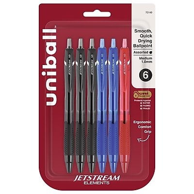 uni-ball - Jetsream Elements Ballpoint Pens, Medium Point, 1.0mm, Assorted Ink, 6/Pack (70149)