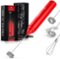 Zulay Kitchen - 3-in-1 Froth N Go Milk Frother Rechargeable - Comes with 3 Whisk Attachments - Red-Front_Standard