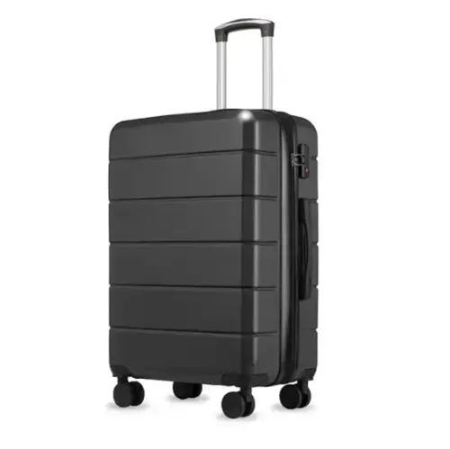Front. LUGGEX - LUGGEX 20 Inch Carry-On Expandable Hardside Spinner Suitcase with TSA Lock Black - Black.