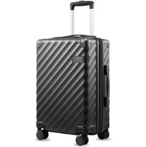 Front. LUGGEX - LUGGEX 20 Inch Carry-On Luggage Airline Approved Expandable Polycarbonate Hardside Suitcase for Travelling - EX-Core - Black.