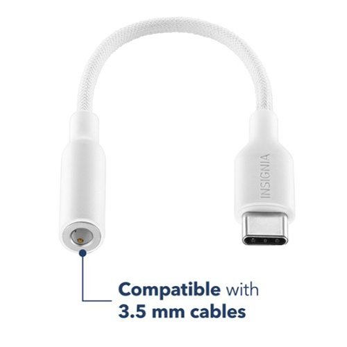 Insignia™ 3 Male USB-C to Female 3.5 mm Adapter - White WORLDWIDE DELIVERY