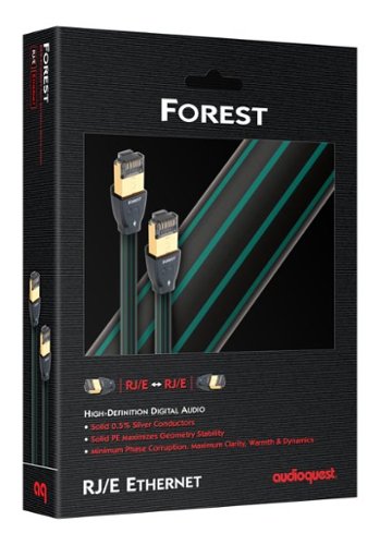 AudioQuest Forest RJ/E 16.4' Digital  Ethernet Cable with RJ45 to RJ45 Connectors - Black with Green Stripes WORLDWIDE DELIVERY