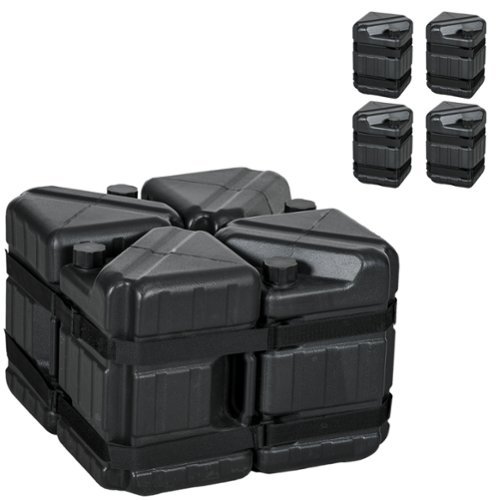 Outsunny - Set of 4 Straight Leg Canopy Weights, HDPE Water or Sand Filled Tent Weights for Pop up Canopy - Black-Front_Standard 