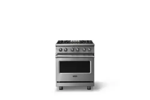 Front. Viking - 30"W. Pro5S 4.7 Cu.Ft. Freestaning Sealed LP 4 Burner Dual Fuel Convection Range - Stainless Steel - Stainless Steel.
