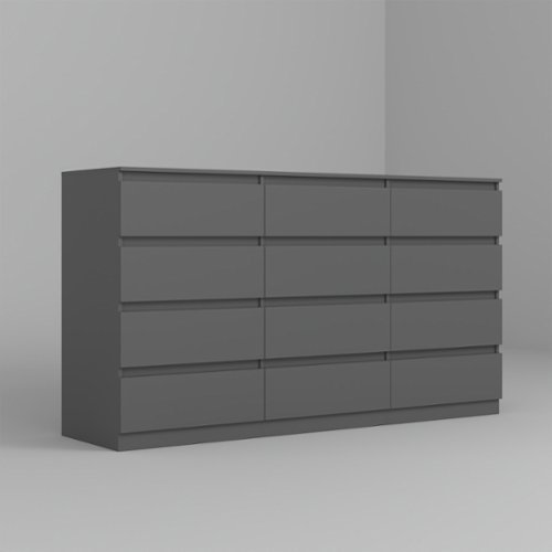 Spaco - Modern 12 Drawer Dresser Table, Storage Cabinet, Minimalist Chest, TV Stand Vanity For Bedroom, Living Room - Gray-Front_Standard 
