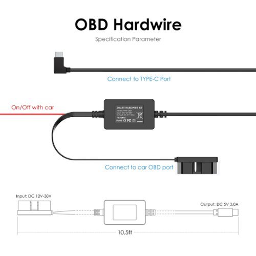 Rexing OBD Smart Hardwire Kit - 90° Type-C Port - Black GLOBAL SHIPPING
