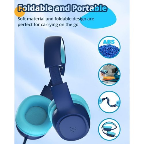 Tronsmart KH01 Wired Headphones for School Travel, Safe Volume Limited, Foldable Lightweight Over-Ear Headphones for PC/Tablet - Navy Blue WHERE TO BUY