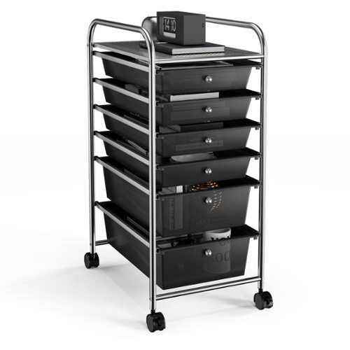 Costway - 6 Drawer Rolling Storage Cart Scrapbook Paper Office School Organizer - Black-Front_Standard 